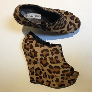 Steven Madden Leopard Platform Wedges Open Toe